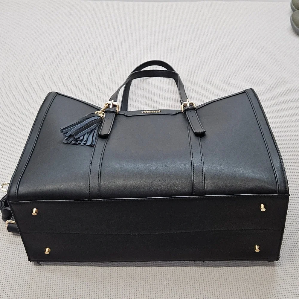 Lancash Black Structured Laptop Tote Bag for Women